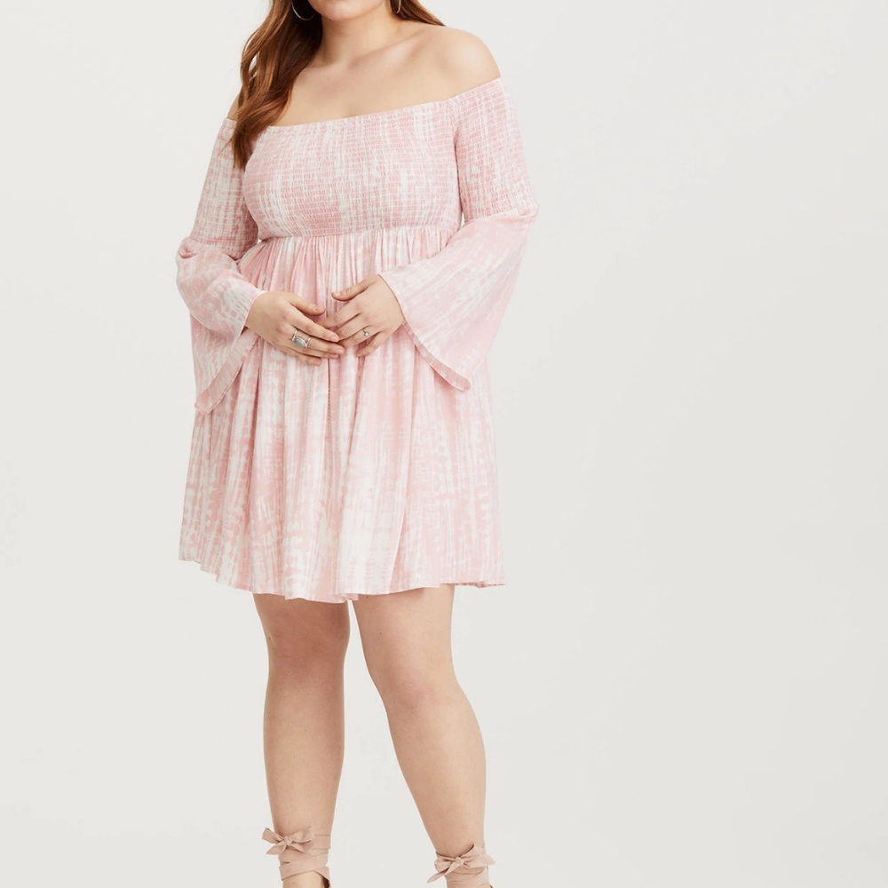 NWT Torrid Pink and White Boho Dress - Picture 2 of 3